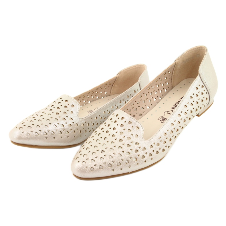 M.Daszyński Lords ballerines dorées Daszyński SA151 brun gris 3