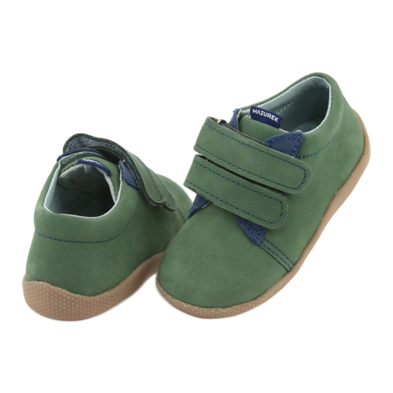 Chaussures pour enfants en cuir pour Velcro Green 305 Mazurek vert 4