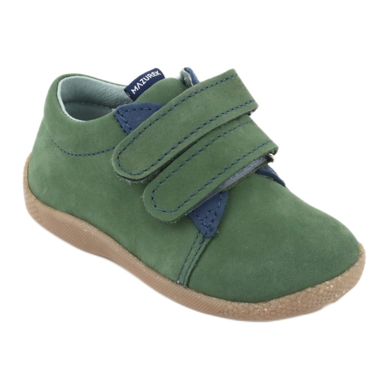 Chaussures pour enfants en cuir pour Velcro Green 305 Mazurek vert 1
