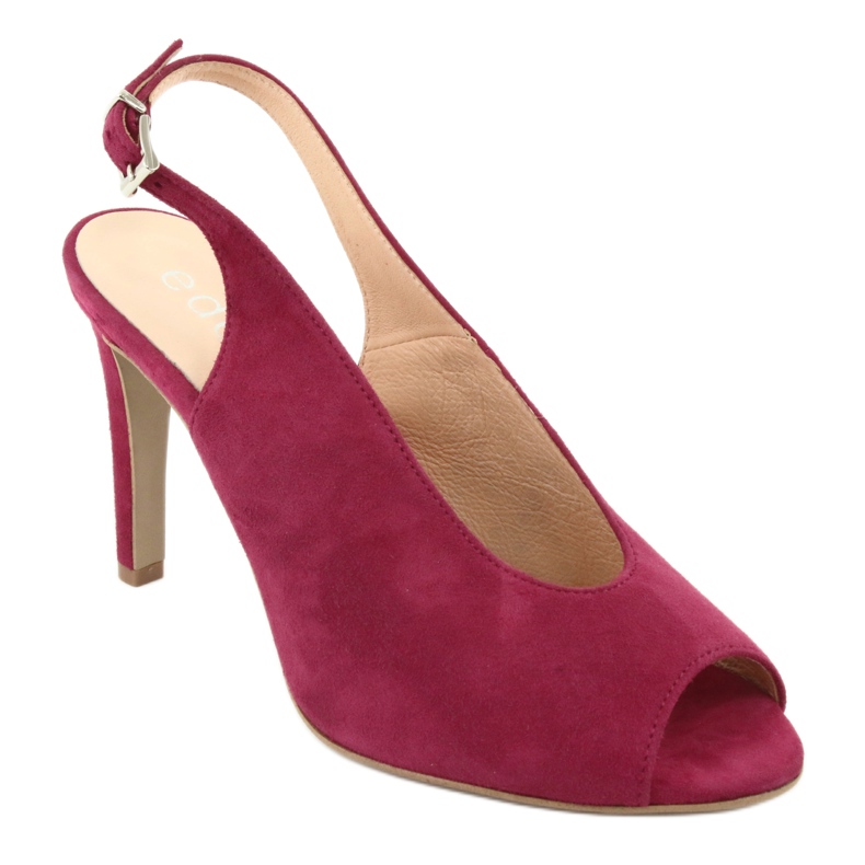 Edeo Sandales en cuir pour femmes sur le talon bordeaux rouge 1