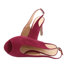 Edeo Sandales en cuir pour femmes sur le talon bordeaux rouge 5