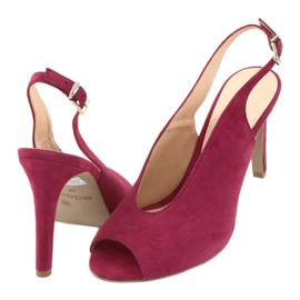 Edeo Sandales en cuir pour femmes sur le talon bordeaux rouge 4