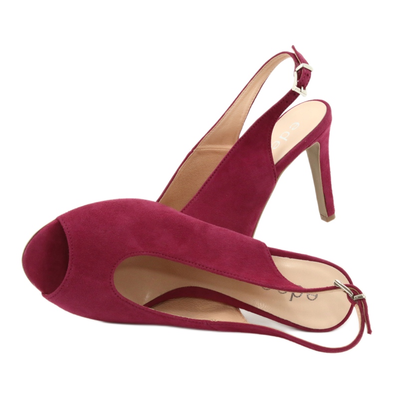 Edeo Sandales en cuir pour femmes sur le talon bordeaux rouge 6