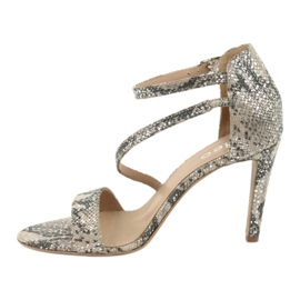 Sandales cuir sur épingle Edeo 3344 serpent / beige gris 2 Sandales cuir sur épingle Edeo 3344 serpent / beige gris 2