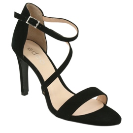 Sandales en cuir noir sur le talon haut Edeo 3344 le noir 1