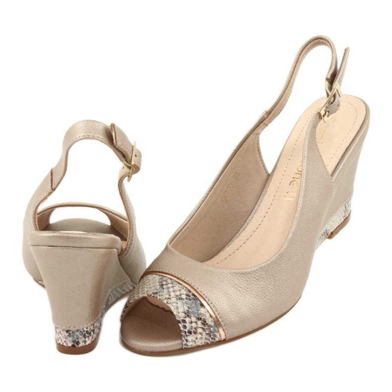 Sandales capuccino dorées Sergio Leone 777 beige brun 4