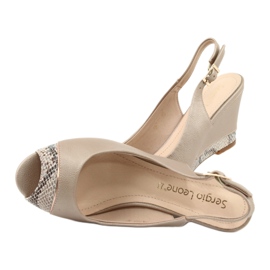 Sandales capuccino dorées Sergio Leone 777 beige brun 5
