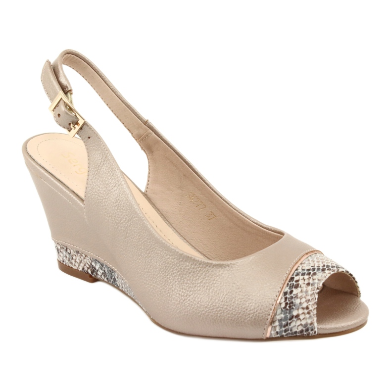 Sandales capuccino dorées Sergio Leone 777 beige brun d'or 1