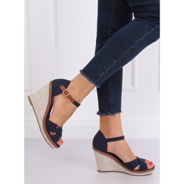 Sandales compensées R133P Bleu bleu marine 1