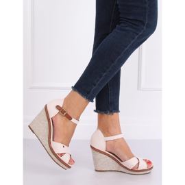 Sandales compensées beiges R133P Beige 1