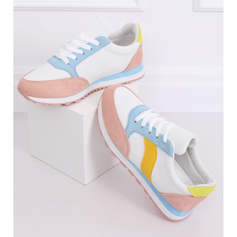 Chaussures de sport multicolores BL191P Blanc bleu rose jaune 1