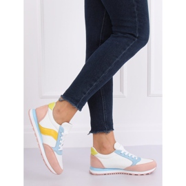 Chaussures de sport multicolores BL191P Blanc blanche bleu rose jaune 2