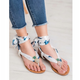 SHELOVET Sandales nouées à l'ananas blanc multicolore 2