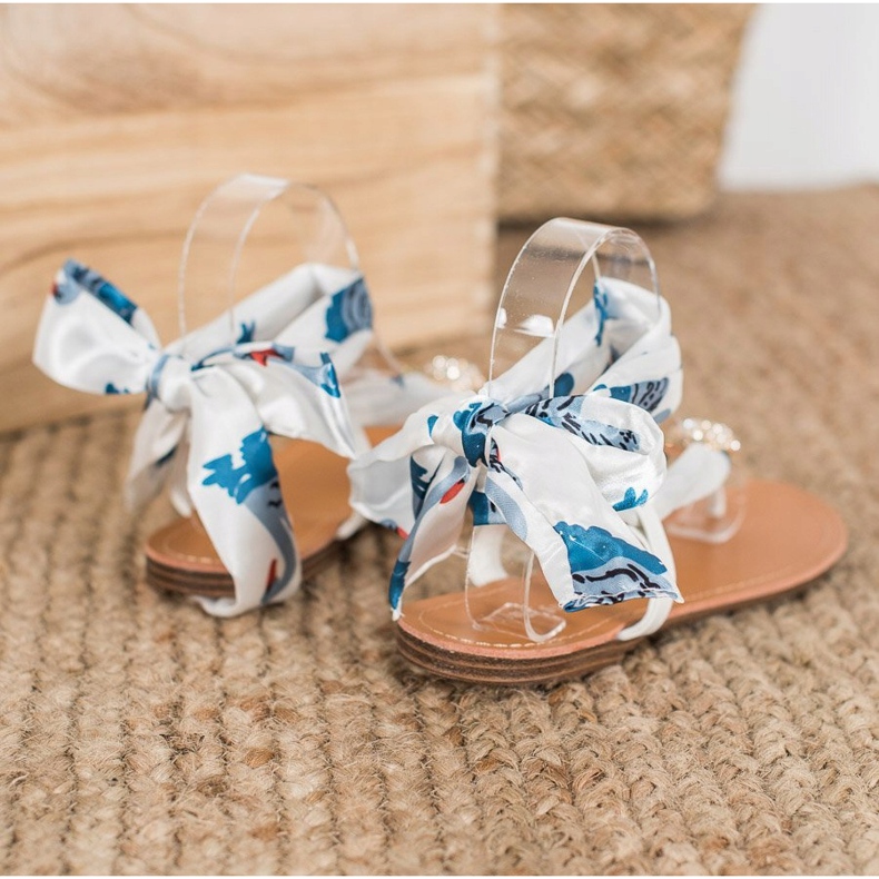 SHELOVET Sandales nouées à l'ananas blanche multicolore 1