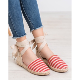 Small Swan Espadrilles Avec Ruban Décoratif brun rouge 2