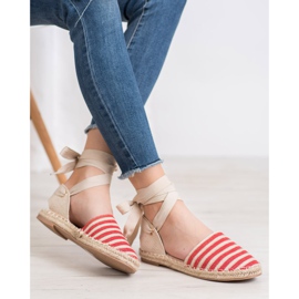Small Swan Espadrilles Avec Ruban Décoratif brun rouge 1