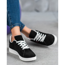 SHELOVET Chaussures confortables en éco-cuir noir 2