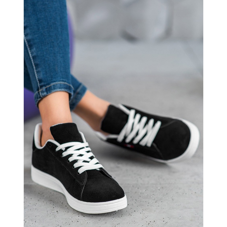 SHELOVET Chaussures confortables en éco-cuir noir 2