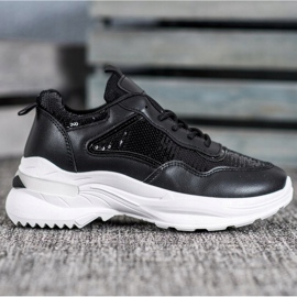 SHELOVET Baskets à la mode avec des paillettes noir 1