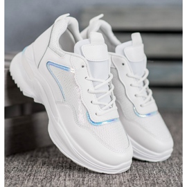 SHELOVET Baskets à la mode avec des paillettes blanc 2