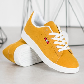 SHELOVET Chaussures confortables en éco-cuir jaune 4