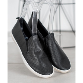 SHELOVET Slipons Noirs Ajourés le noir 1
