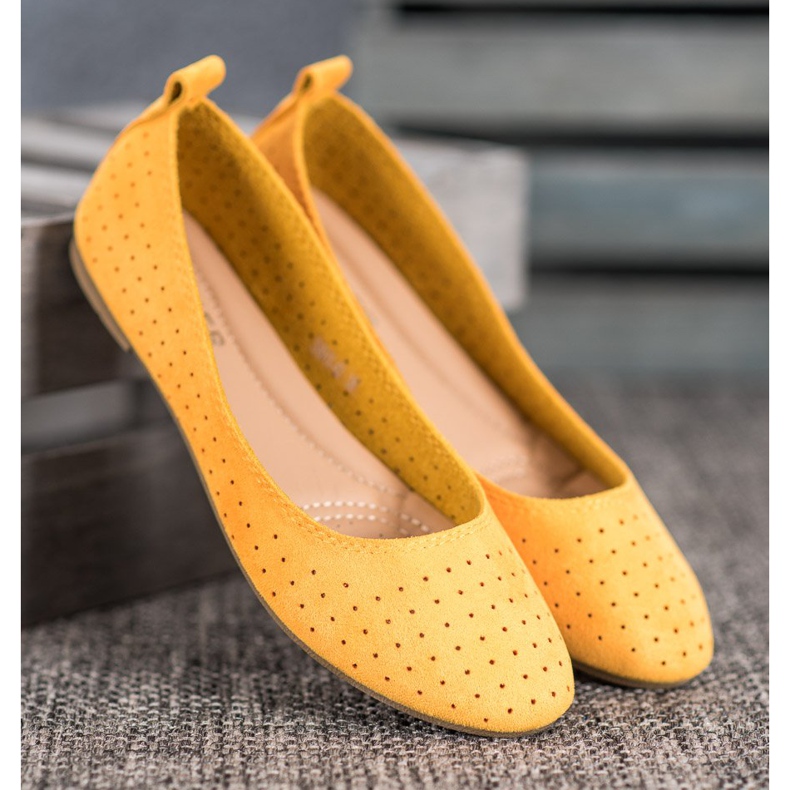 SHELOVET Ballerines ajourées jaune 2