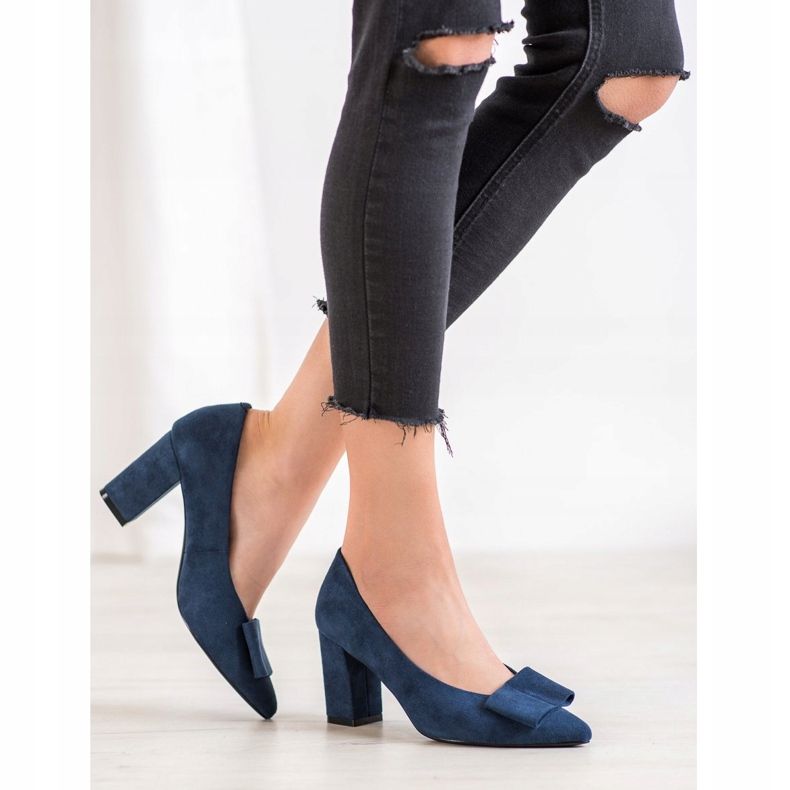 W. Potocki Escarpins à paillettes avec nœud bleu 2