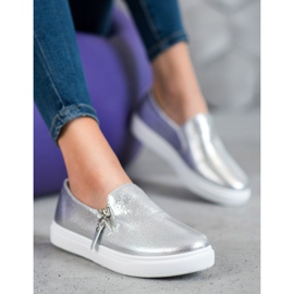 SHELOVET Slipons argentés avec une fermeture éclair gris 2 SHELOVET Slipons argentés avec une fermeture éclair gris 2