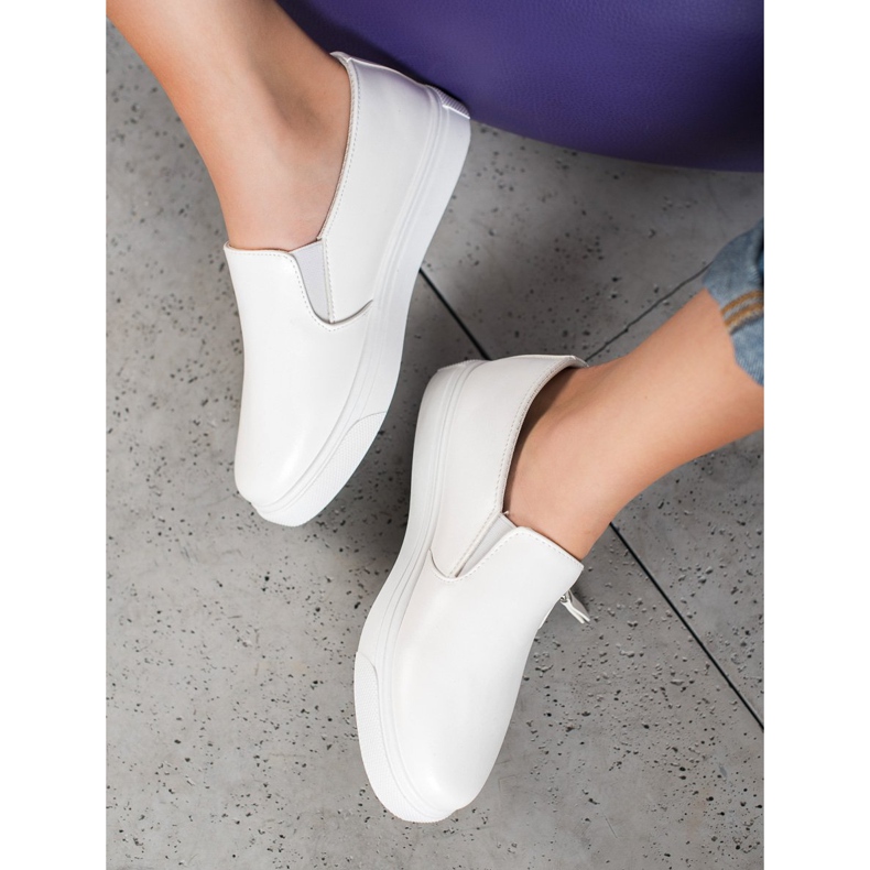 SHELOVET Slipons Blancs Avec Une Fermeture Éclair 1