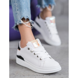 SHELOVET Chaussures de sport en cuir écologique blanche le noir 2