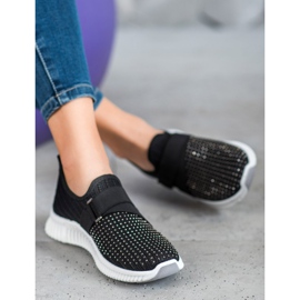 SHELOVET Slipons Noirs Avec Cristaux 2