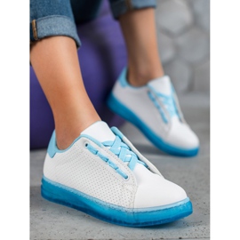 SHELOVET Chaussures à semelle fluo blanche bleu 4