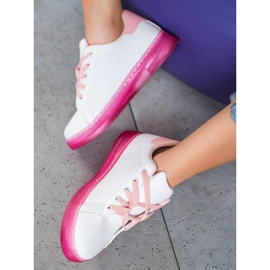 SHELOVET Chaussures à semelle fluo blanc rose 1