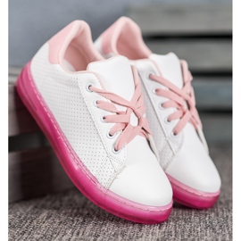 SHELOVET Chaussures à semelle fluo blanc rose 2