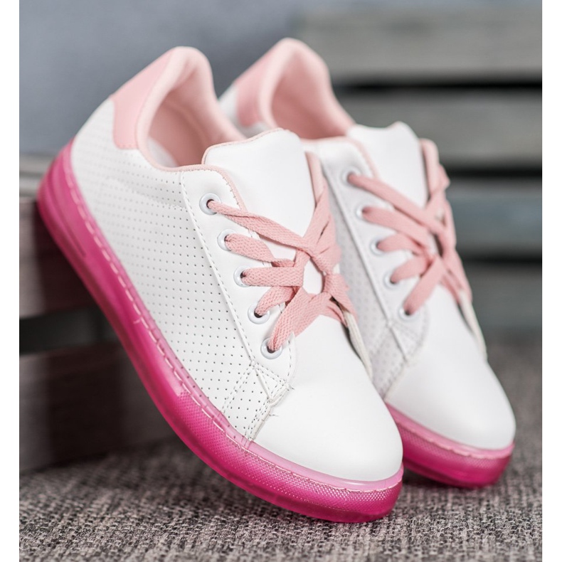 SHELOVET Chaussures à semelle fluo blanche rose 2 SHELOVET Chaussures à semelle fluo blanche rose 2