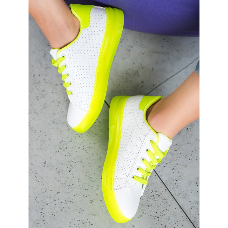 SHELOVET Chaussures à semelle fluo blanche jaune 2