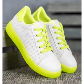 SHELOVET Chaussures à semelle fluo blanche jaune 3