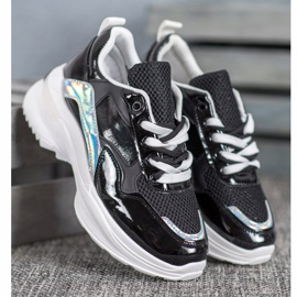 SHELOVET Baskets élégantes en cuir écologique noir 1