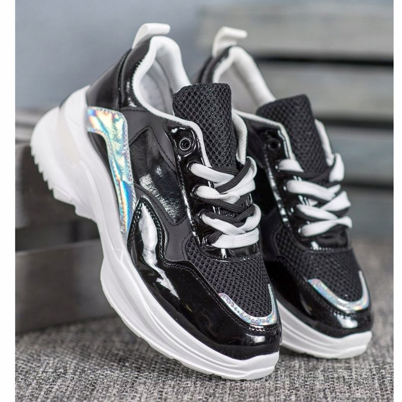 SHELOVET Baskets élégantes en cuir écologique le noir 1 SHELOVET Baskets élégantes en cuir écologique le noir 1