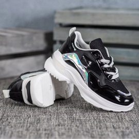 SHELOVET Baskets élégantes en cuir écologique noir 2