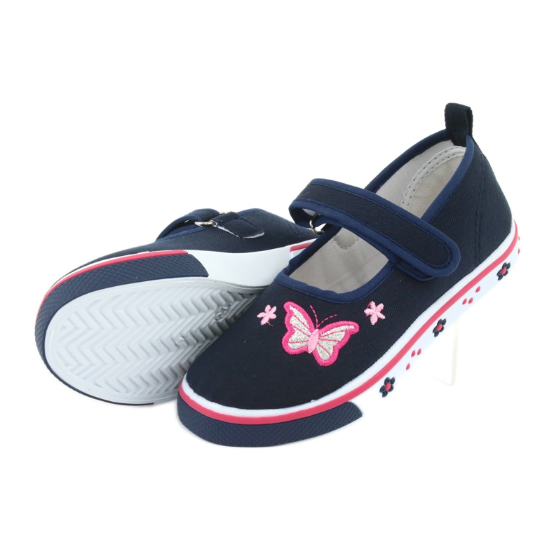 Ballerines papillon Atletico avec semelle intérieure en cuir bleu marin rose 4