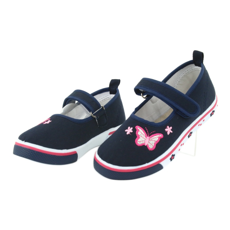 Ballerines papillon Atletico avec semelle intérieure en cuir bleu marin rose 3
