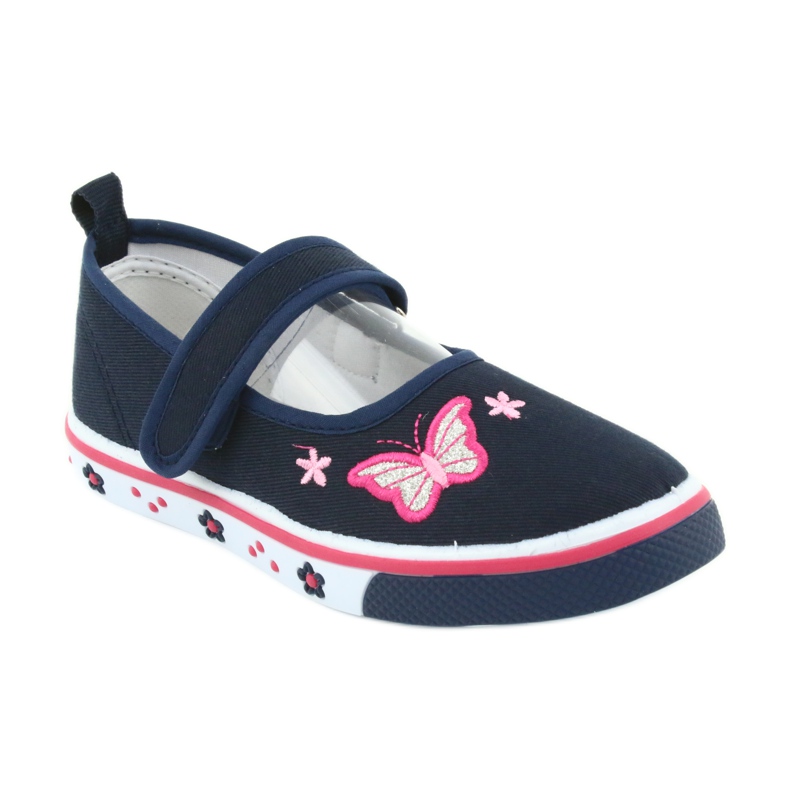 Ballerines papillon Atletico avec semelle intérieure en cuir bleu marin rose 1