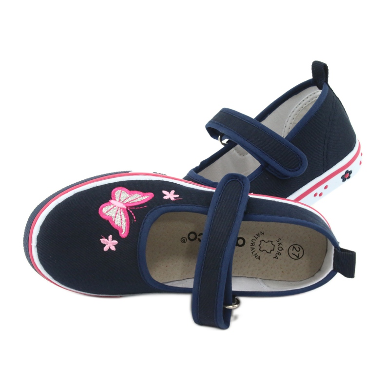 Ballerines papillon Atletico avec semelle intérieure en cuir bleu marin rose 5