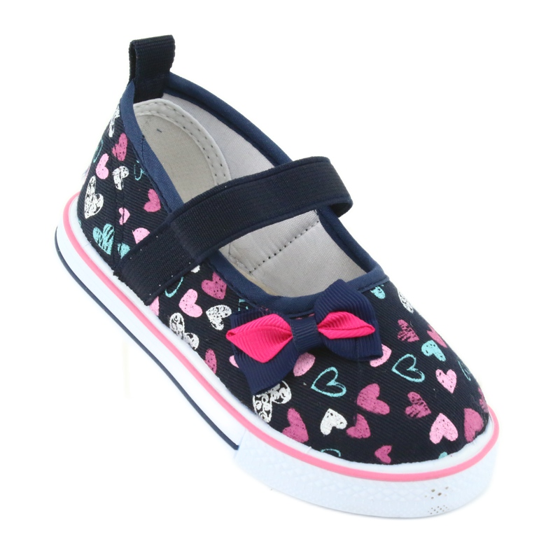 Nœud ballerines insert cuir Atletico blanche bleu marin bleu rose 1