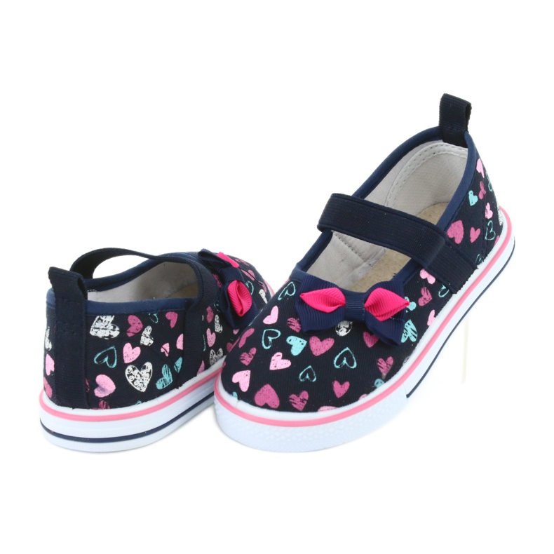 Nœud ballerines insert cuir Atletico blanche bleu marin bleu rose 4