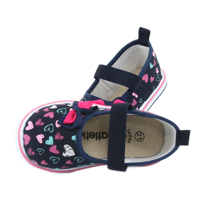 Nœud ballerines insert cuir Atletico blanche bleu marin bleu rose 6