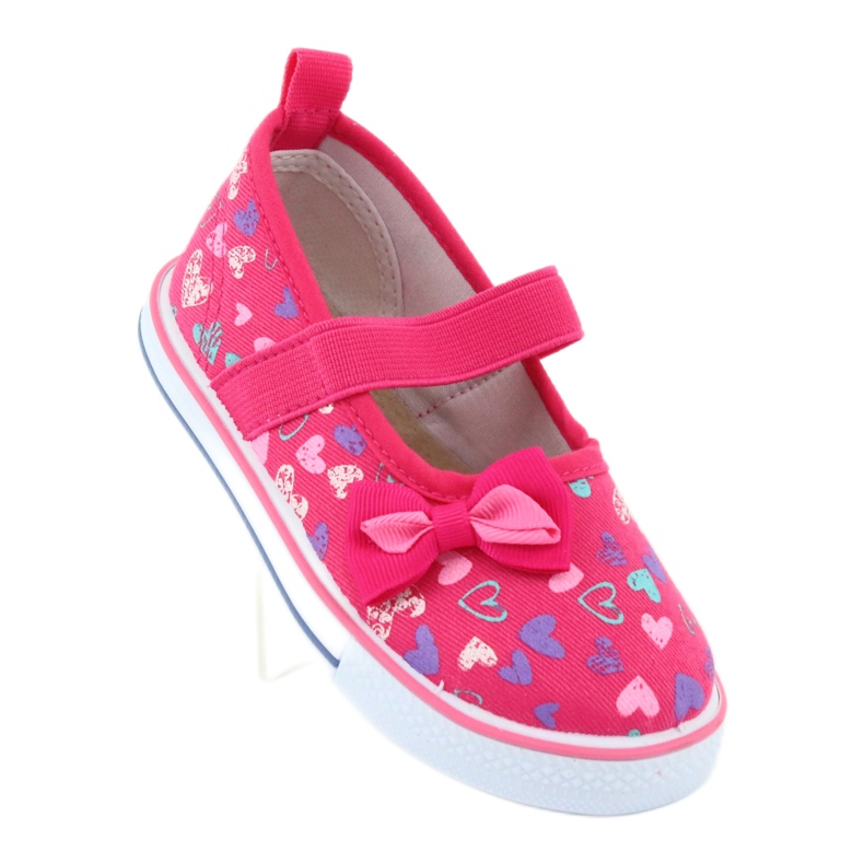 Nœud ballerines insert cuir Atletico blanc violet rose 1