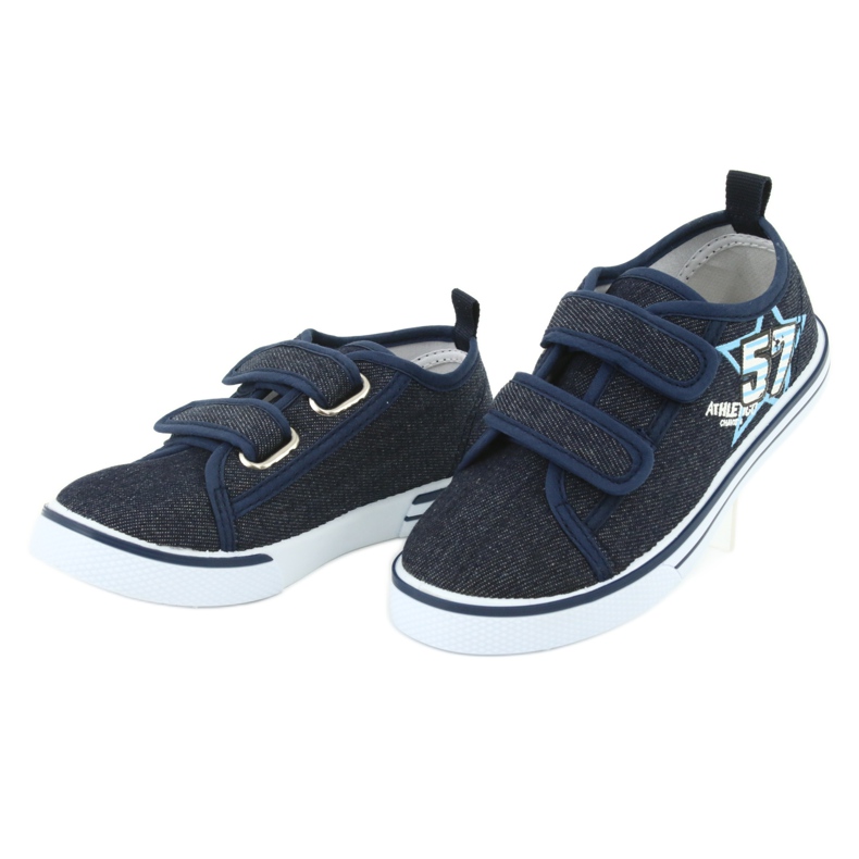 Baskets velcro jean Atletico bleu marin 3